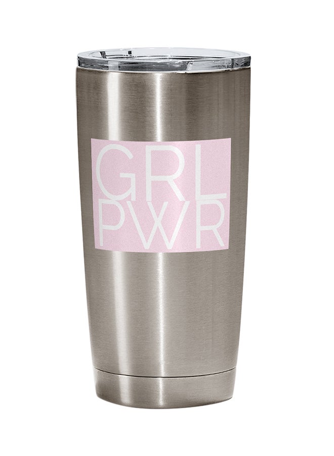 LOUD UNIVERSE Stainless Steel Grl Pwr Girl Power Strong Female Figure Women Power Tumbler Silver 15cm  - Image 1
