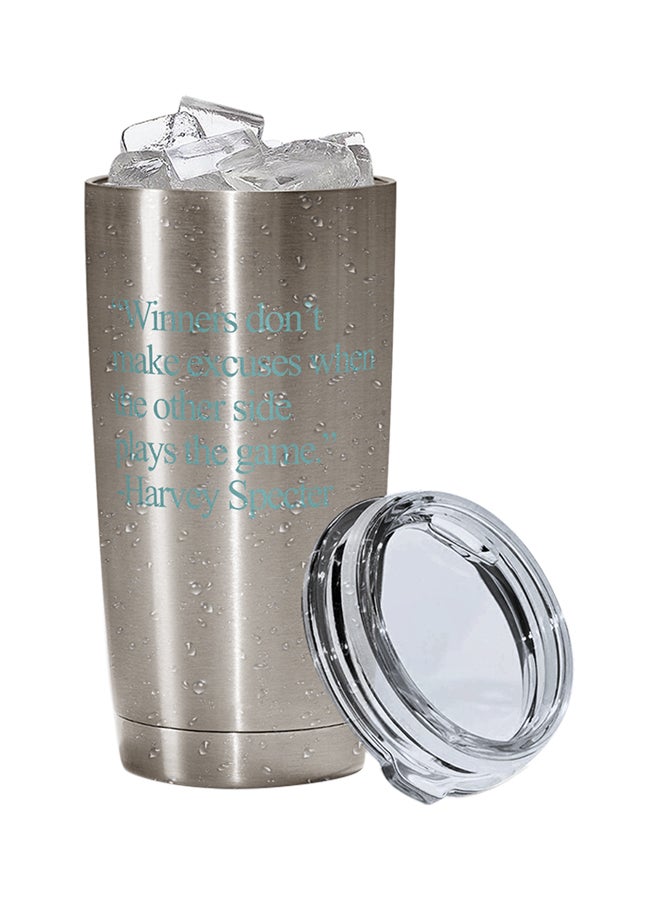 LOUD UNIVERSE Stainless Steel Winner Loosers Quote Harvey Specter Tumbler Silver 15cm  - Image 2