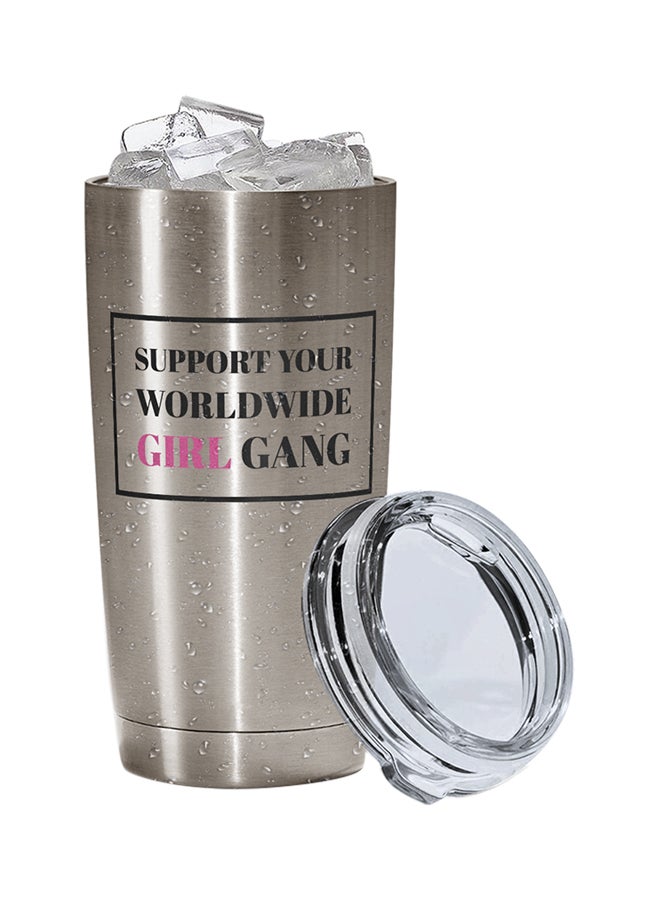 LOUD UNIVERSE Stainless Steel Support Your World Wide Girls Gang Women Together Quote Tumbler Silver 15cm  - Image 2