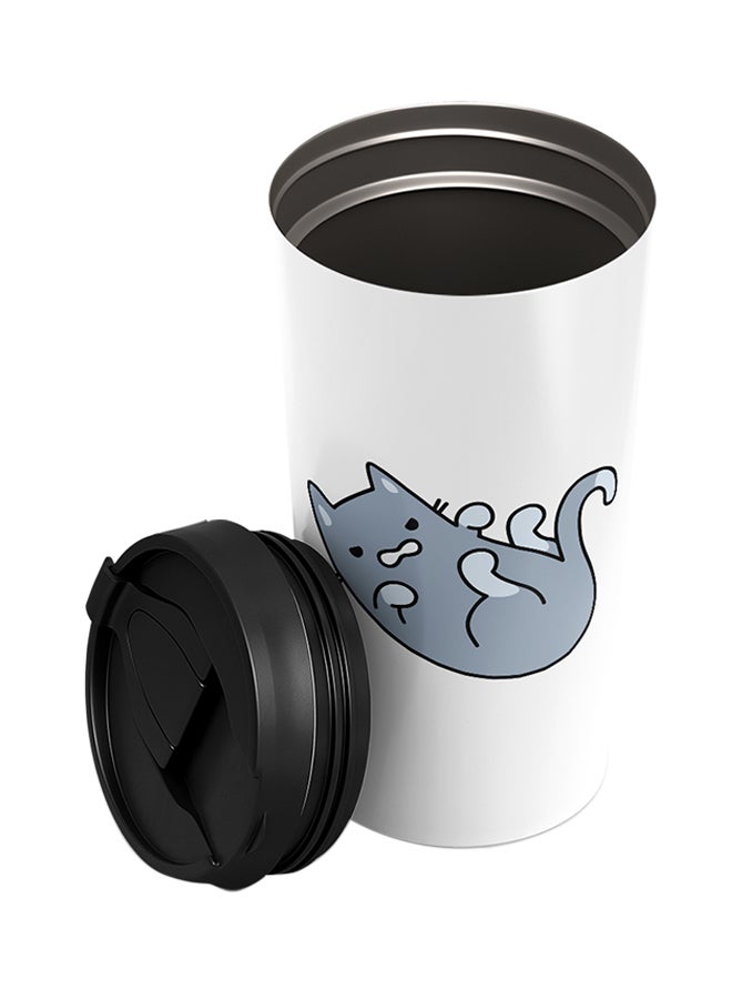 LOUD UNIVERSE Stainless Steel Funny Belly Rub Cat Pet Tumbler White 15cm  - Image 2