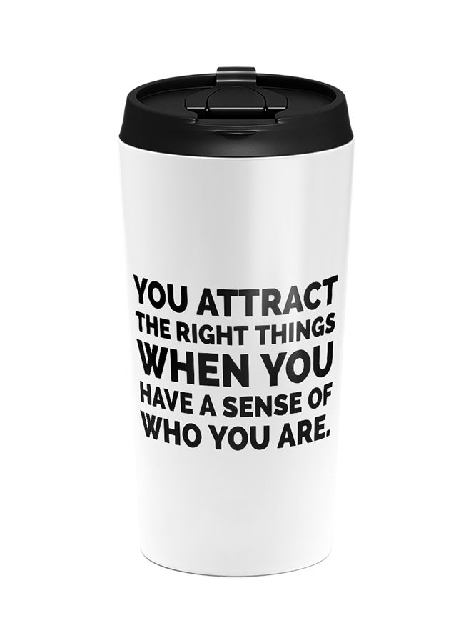 LOUD UNIVERSE Stainless Steel You Attract Right Things Quote Tumbler White 15cm  - Image 1