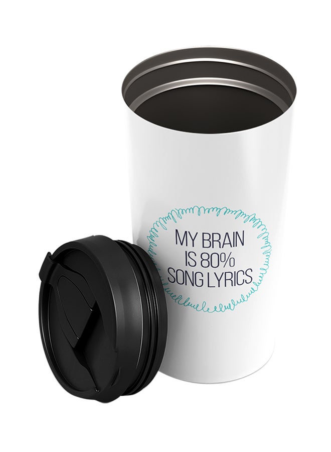 LOUD UNIVERSE Stainless Steel My Brain Is Song Lyrics Tumbler White 15cm  - Image 2