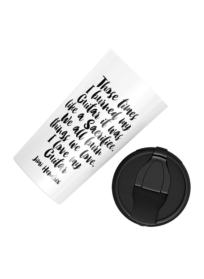 LOUD UNIVERSE Stainless Steel We All Burn Things We Love I Love My Guitar Quote Tumbler White 15cm  - Image 3