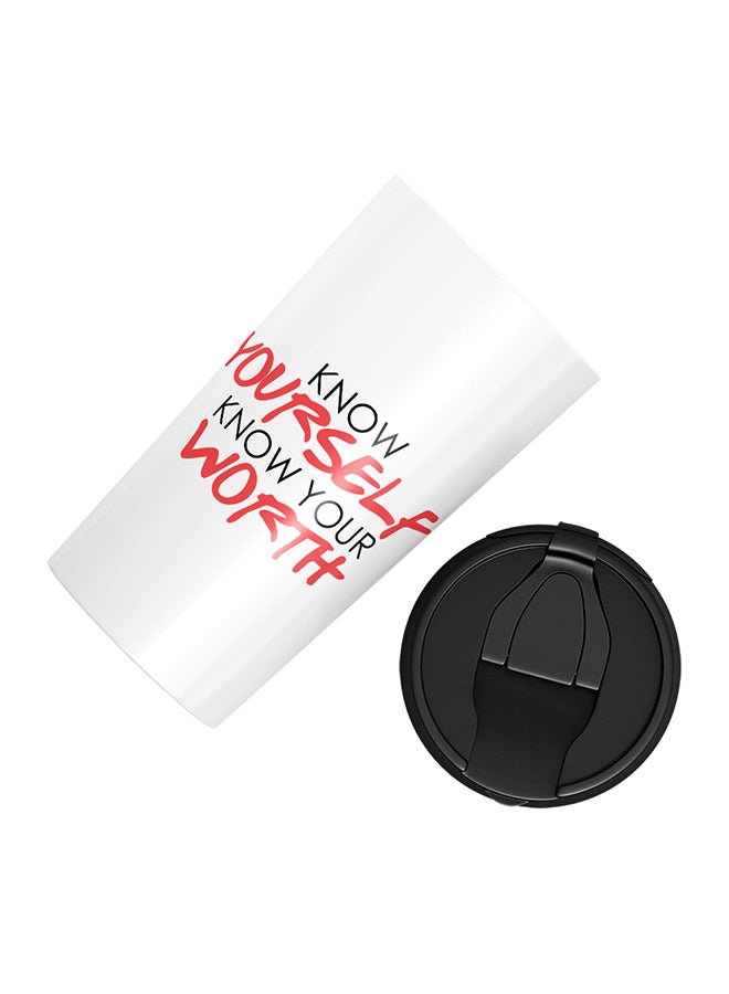 LOUD UNIVERSE Stainless Steel Know Your Self Know Your Worth Motivational Inspirational Quote Tumbler White 15cm  - Image 3
