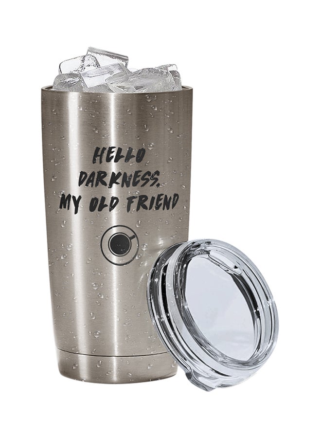 LOUD UNIVERSE Stainless Steel Hello Darkness My Old Friend Black Tumbler Silver 15cm  - Image 2