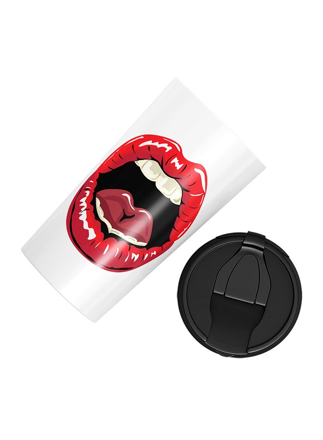 LOUD UNIVERSE Stainless Steel Red Lipstick Girls Lips Tumbler White 15cm  - Image 3