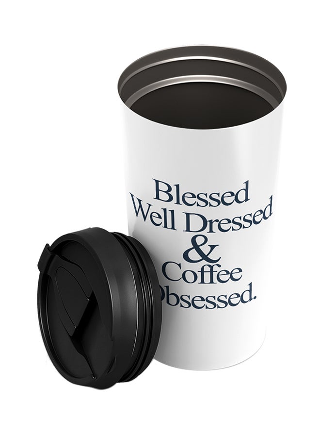 LOUD UNIVERSE Stainless Steel Blessed Well Dressed Coffee Obsessed Tumbler White 15cm - Image 2