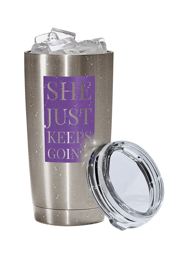 LOUD UNIVERSE Stainless Steel She Just Keeps Going Women Girl Power Tumbler Silver 15cm  - Image 2