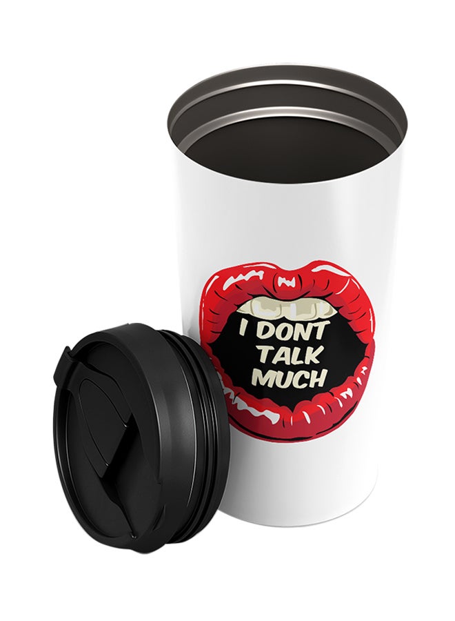 LOUD UNIVERSE Stainless Steel I Dont Talk Much Red Lipstick Women Tumbler White 15cm  - Image 2