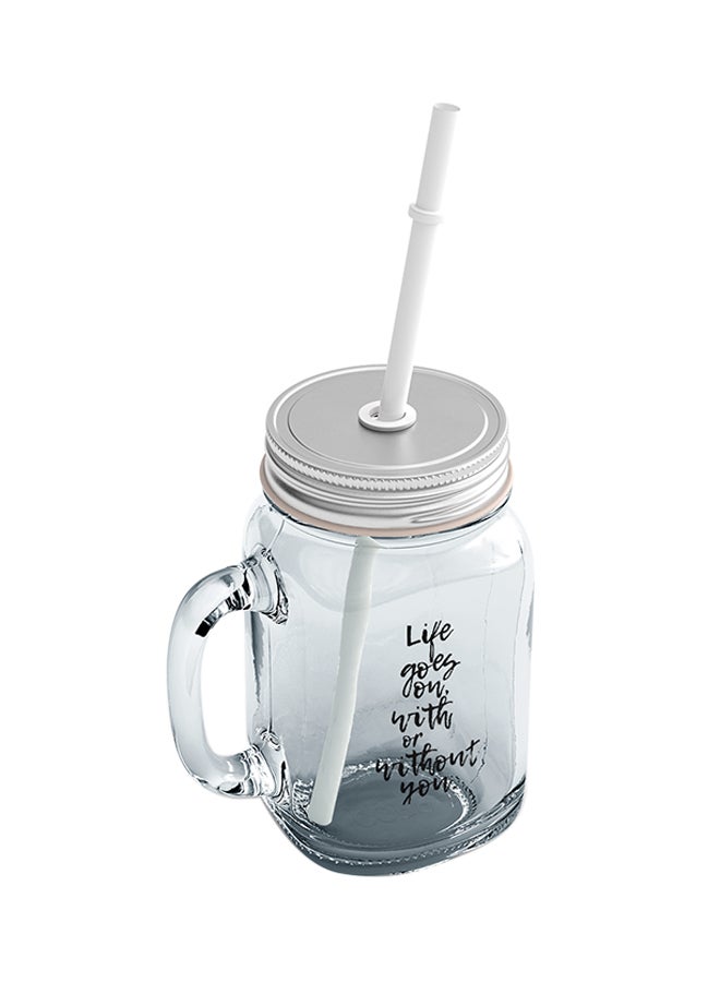 LOUD UNIVERSE - Glass Life Goes On With Or Without You Rude Friends Mason Jar With Straw Clear - Image 1