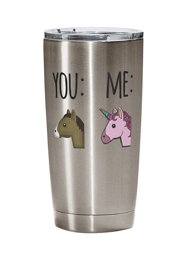 LOUD UNIVERSE Stainless Steel You And Me Unicorn And Donkey Funny Couples Tumbler Silver 15cm  - Image 1