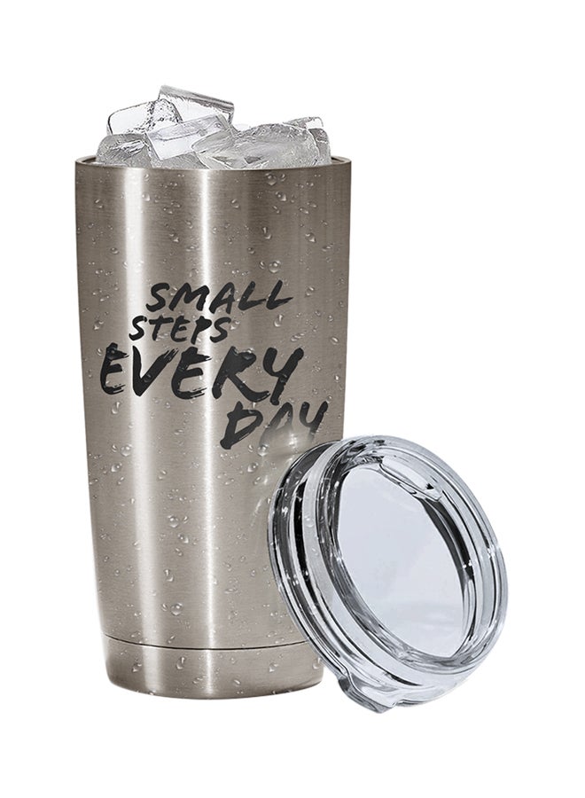 LOUD UNIVERSE Stainless Steel Small Steps Every Day Motivate Friends Tumbler Silver 15cm  - Image 2