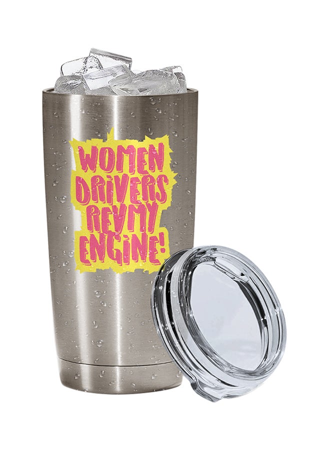 LOUD UNIVERSE Stainless Steel Women Drivers Rev My Engines Funny Quote Tumbler Silver 15cm  - Image 2