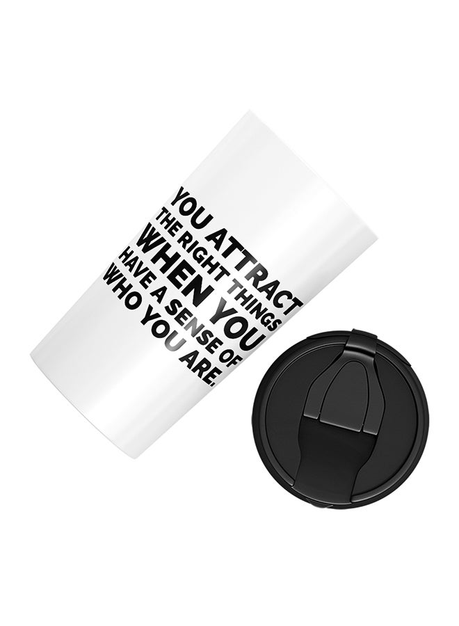 LOUD UNIVERSE Stainless Steel You Attract Right Things Quote Tumbler White 15cm  - Image 3