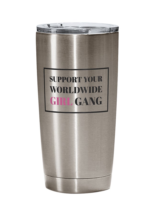 LOUD UNIVERSE Stainless Steel Support Your World Wide Girls Gang Women Together Quote Tumbler Silver 15cm  - Image 1