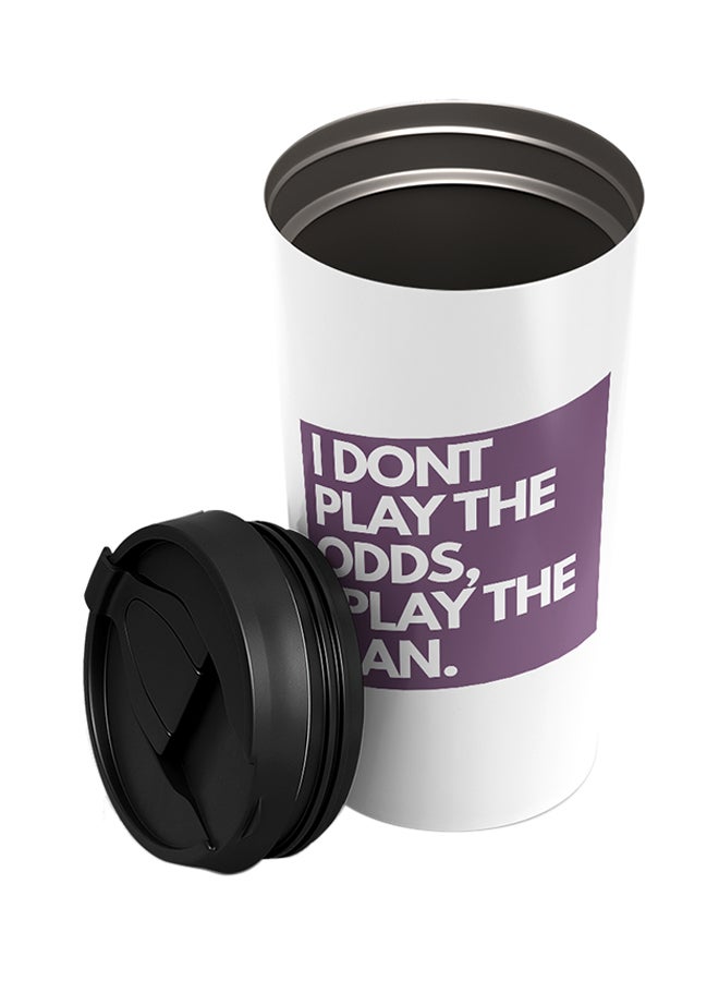 LOUD UNIVERSE Stainless Steel I Dont Play The Odds I Play The Man Self Image Tumbler White 15cm  - Image 2