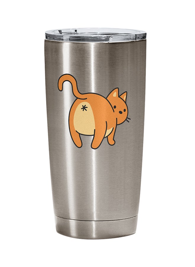 LOUD UNIVERSE Stainless Steel Cat Funny Kitty Cartoon Tumbler Silver 15cm  - Image 1