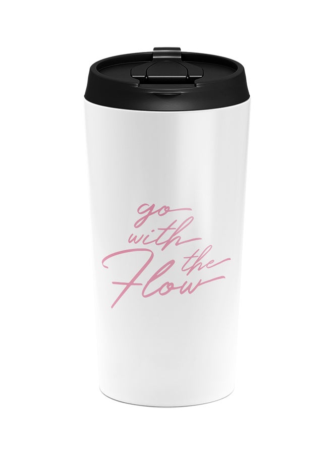 LOUD UNIVERSE Stainless Steel Go With The Flow With Words Tumbler White 15cm  - Image 1