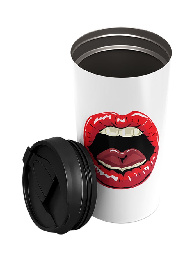 LOUD UNIVERSE Stainless Steel Red Lipstick Girls Lips Tumbler White 15cm  - Image 2