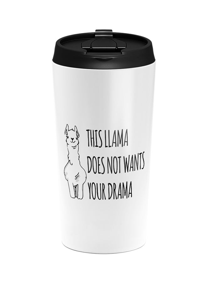 لاود يونيفيرس كوب من الستانلس ستيل مطبوع عليه عبارة "This Lama Does Not Want Your Drama" للأصدقاء أبيض 15سم - Image 1