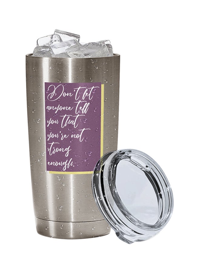 LOUD UNIVERSE Stainless Steel Quote Strong Enough Teens And Youth Motivational Tumbler Silver 15cm  - Image 2