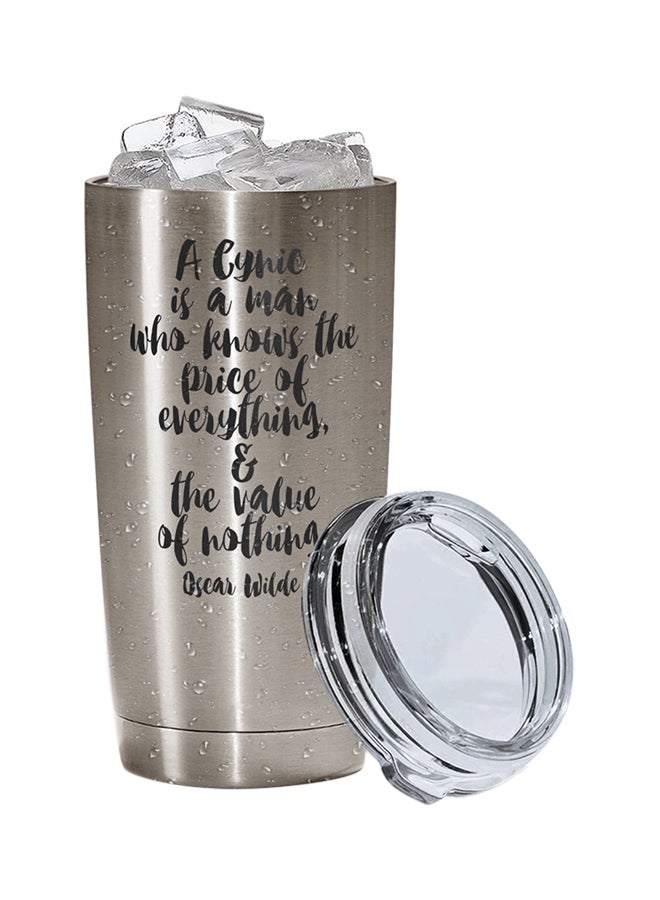LOUD UNIVERSE Stainless Steel Price Of Every Thing Value Of Nothing Quote Tumbler Silver 15cm  - Image 2