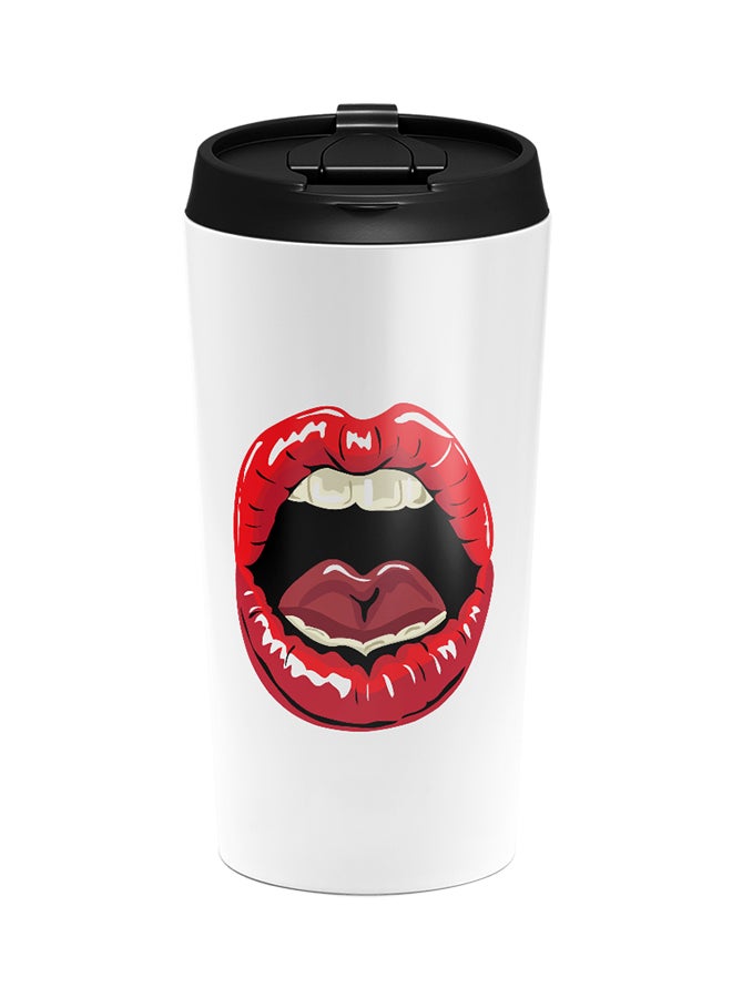 LOUD UNIVERSE Stainless Steel Red Lipstick Girls Lips Tumbler White 15cm  - Image 1