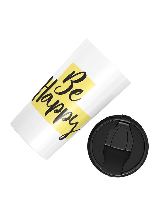 LOUD UNIVERSE Stainless Steel Be Happy Cheerful Gift Tumbler White 15cm  - Image 3