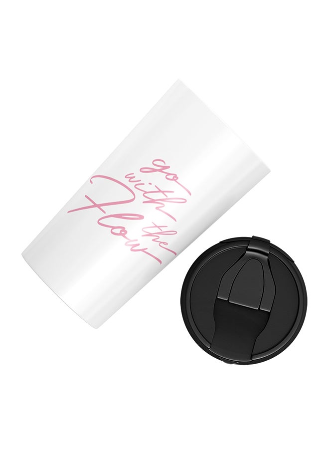 LOUD UNIVERSE Stainless Steel Go With The Flow With Words Tumbler White 15cm  - Image 3