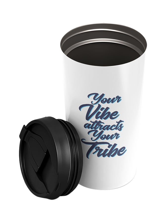 LOUD UNIVERSE Stainless Steel Your Wibe Attracts Your Tribe Words Of Wisdom Tumbler White 15cm  - Image 2
