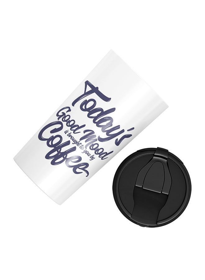LOUD UNIVERSE Stainless Steel Good Mood And Coffee Bright Idea Quote Tumbler White 15cm  - Image 3