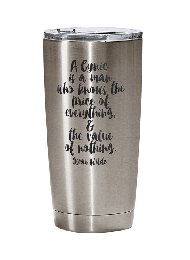 LOUD UNIVERSE Stainless Steel Price Of Every Thing Value Of Nothing Quote Tumbler Silver 15cm  - Image 1