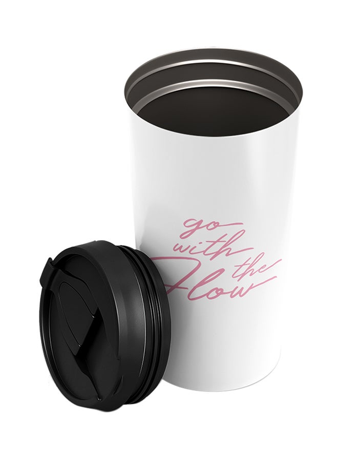 LOUD UNIVERSE Stainless Steel Go With The Flow With Words Tumbler White 15cm  - Image 2