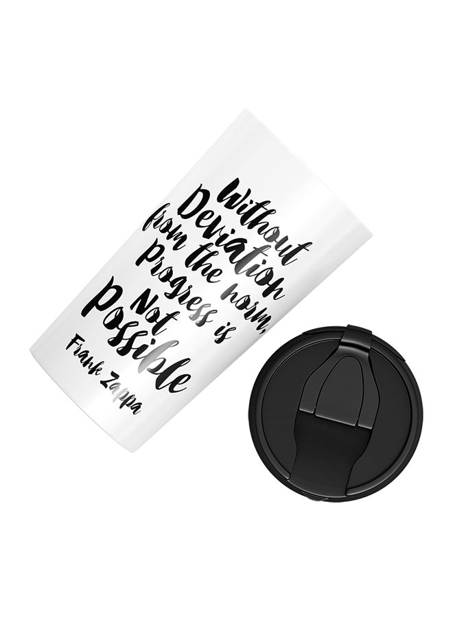 لاود يونيفيرس كوب من الستانلس ستيل مطبوع بعبارة مقتبسة "Without Daviation Progress Is Impossible" أبيض 15سم - Image 3