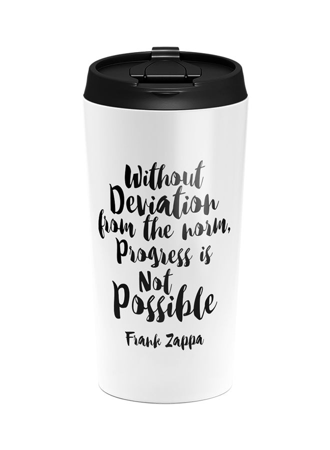 لاود يونيفيرس كوب من الستانلس ستيل مطبوع بعبارة مقتبسة "Without Daviation Progress Is Impossible" أبيض 15سم - Image 1
