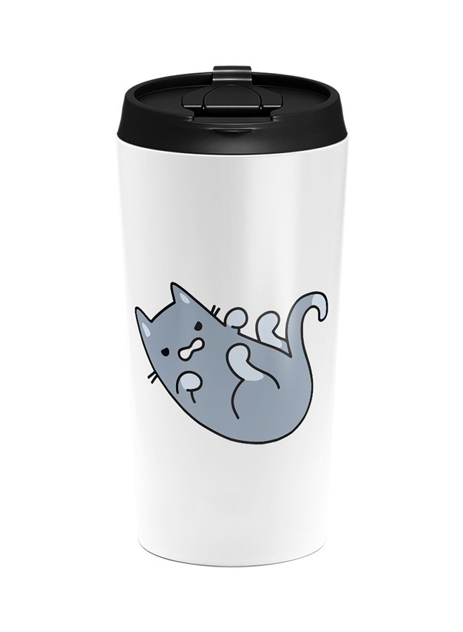 LOUD UNIVERSE Stainless Steel Funny Belly Rub Cat Pet Tumbler White 15cm  - Image 1