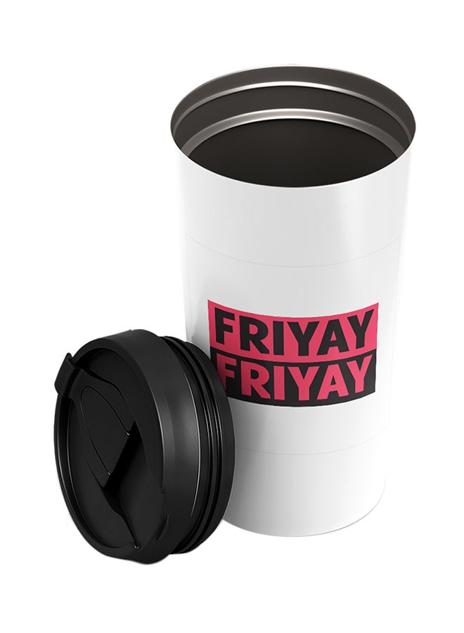LOUD UNIVERSE Stainless Steel Friyay Happy Friday Weekenders Tumbler White 15cm  - Image 2