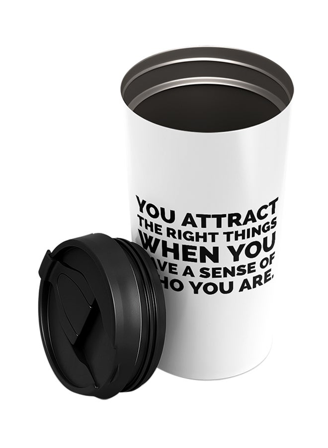 LOUD UNIVERSE Stainless Steel You Attract Right Things Quote Tumbler White 15cm  - Image 2