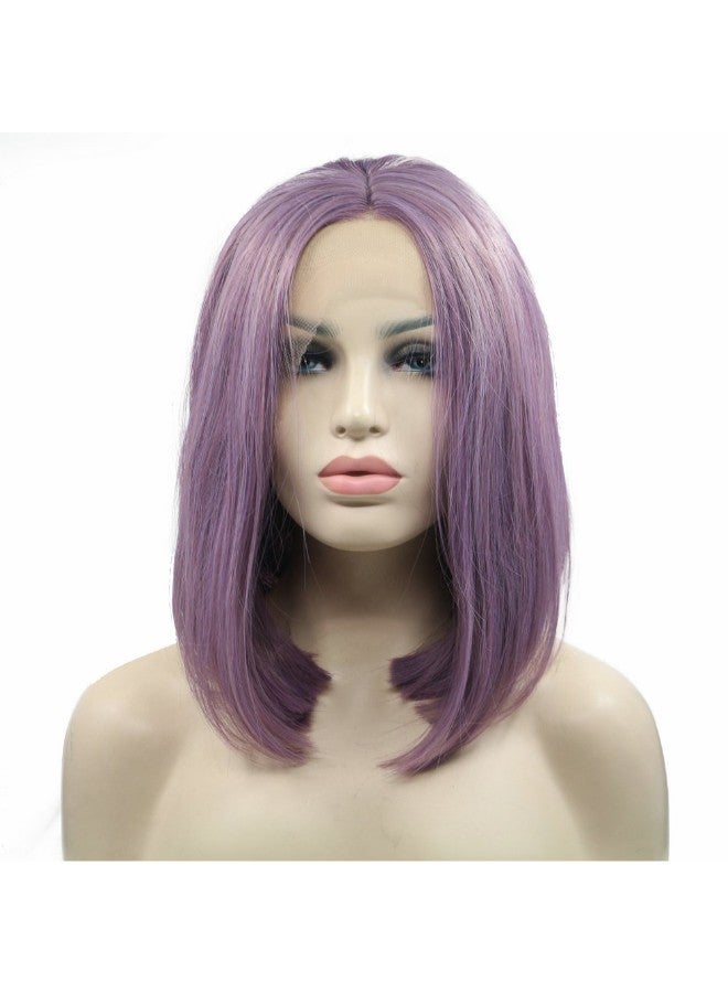 Generic Short Straight Lace Front Wig Purple 14inch  - Image 1