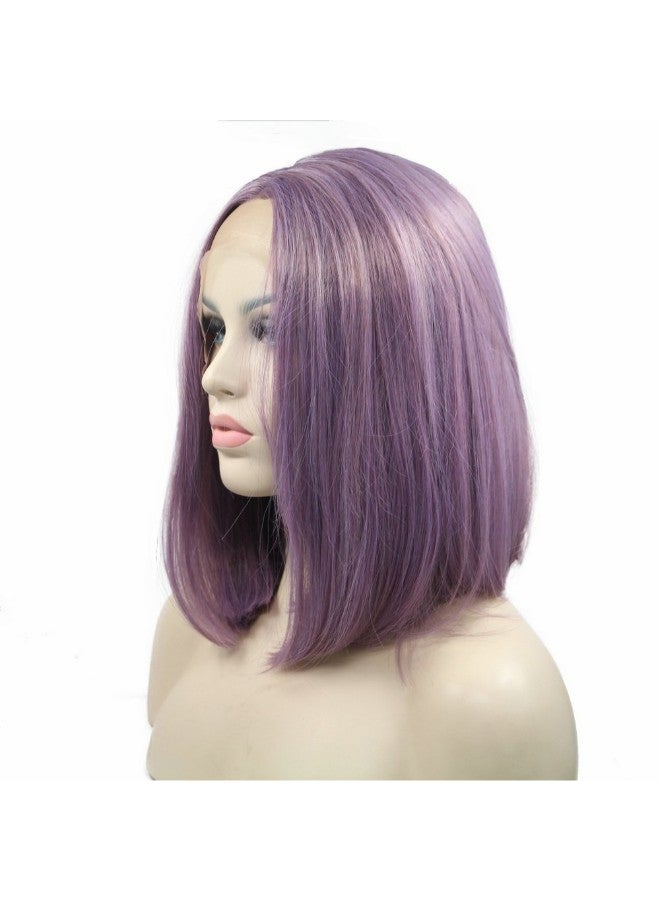 Generic Short Straight Lace Front Wig Purple 14inch  - Image 2