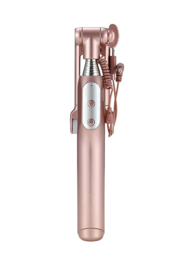 Generic Bluetooth Selfie Stick With Bag Reflective Mirror & Night Led Fill Light Pink 