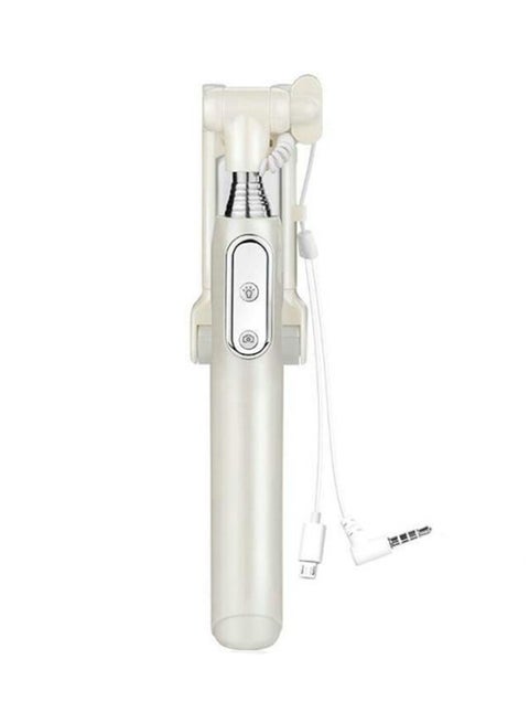 Monopod Selfie Stick With Bluetooth Remote Control White