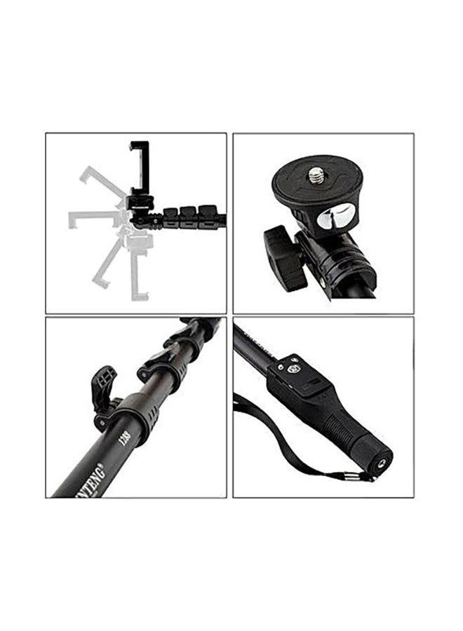 Yunteng - Monopod Extendable Selfie Stick With Shutter Remote Control Black - Image 1
