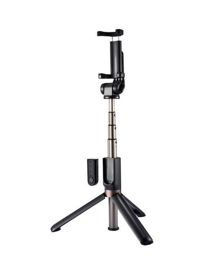 عصا سيلفي مزود بحامل ثلاثي وخاصية غالق الكاميرا عن بُعد عبر البلوتوث أسود