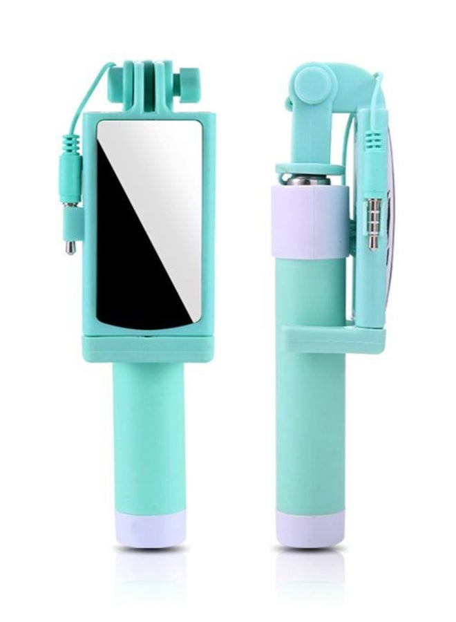 Generic Mini Selfie Stick With Big Mirror Green  - Image 2