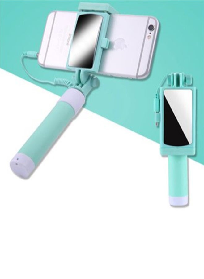 Generic Mini Selfie Stick With Big Mirror Green  - Image 3