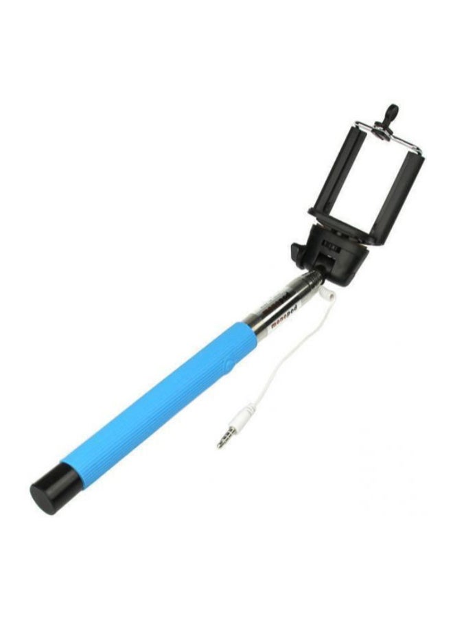 Monopod Selfie Stick With Telescopic Wired Remote Mobile Phone Holder Blue - Image 2
