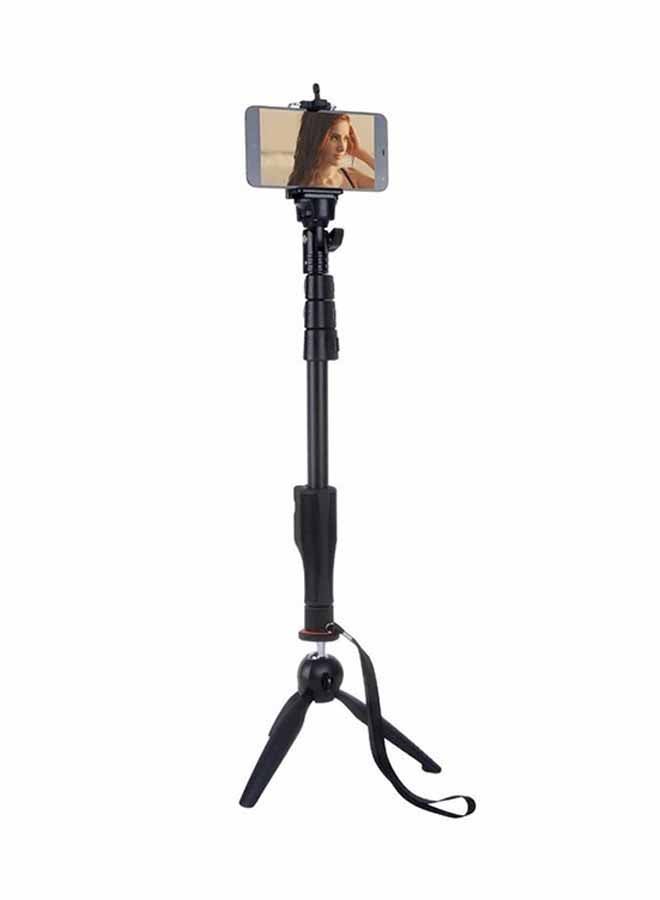 Yunteng - Tripod Selfie Stick With Bluetooth Remote Shutter Black - Image 1