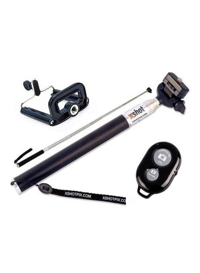 Generic Monopad Handheld Selfie Stick With Bluetooth Wireless Remote Shutter Black 