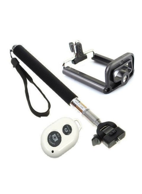 Monopad Handheld Selfie Stick With Bluetooth Wireless Remote Shutter Black